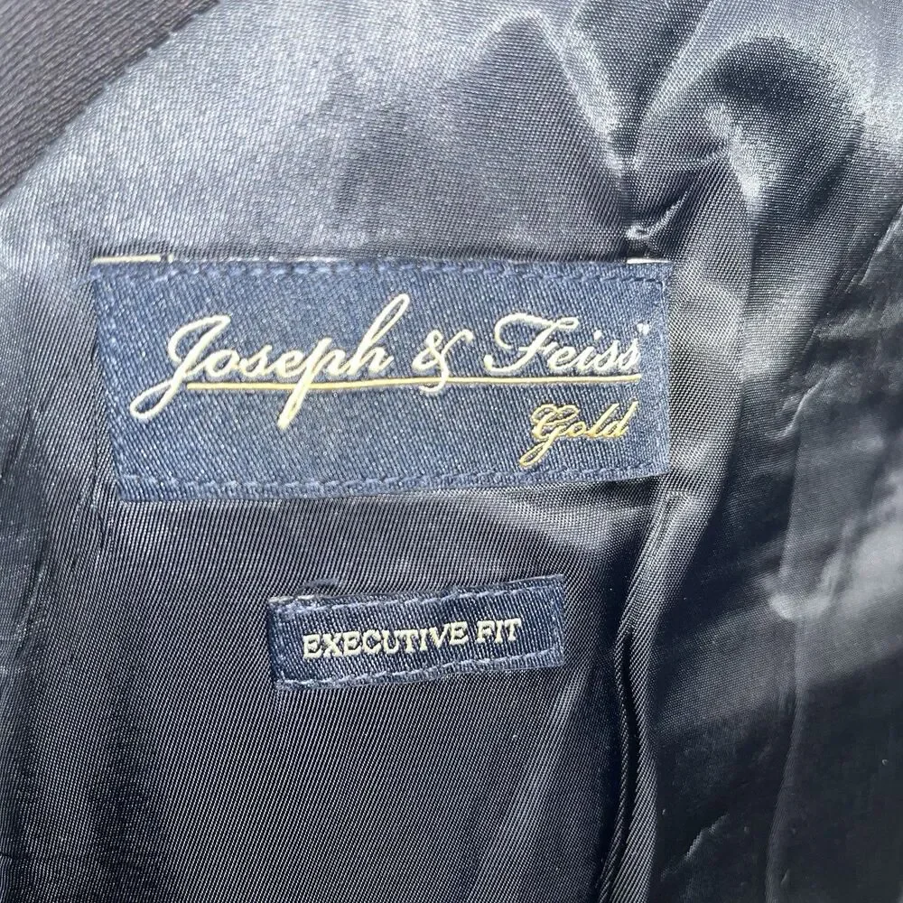 Joseph & Feiss Gold Classic Fit Wool Blazer Men 48S Navy Sport Coat Jacket